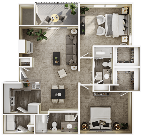 a 3d rendering of a floor plan of a house